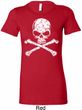 Ladies White Distressed Skull Longer Length Shirt