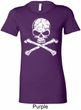 Ladies White Distressed Skull Longer Length Shirt