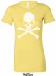 Ladies White Distressed Skull Longer Length Shirt