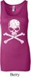 Ladies White Distressed Skull Longer Length Tank Top