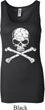 Ladies White Distressed Skull Longer Length Tank Top