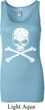 Ladies White Distressed Skull Longer Length Tank Top