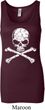 Ladies White Distressed Skull Longer Length Tank Top