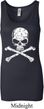 Ladies White Distressed Skull Longer Length Tank Top
