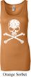 Ladies White Distressed Skull Longer Length Tank Top