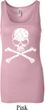 Ladies White Distressed Skull Longer Length Tank Top