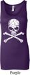 Ladies White Distressed Skull Longer Length Tank Top