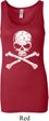 Ladies White Distressed Skull Longer Length Tank Top