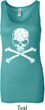 Ladies White Distressed Skull Longer Length Tank Top