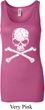 Ladies White Distressed Skull Longer Length Tank Top