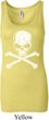 Ladies White Distressed Skull Longer Length Tank Top
