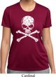 Ladies White Distressed Skull Moisture Wicking Shirt