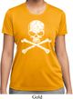 Ladies White Distressed Skull Moisture Wicking Shirt