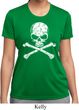 Ladies White Distressed Skull Moisture Wicking Shirt