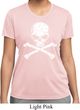 Ladies White Distressed Skull Moisture Wicking Shirt