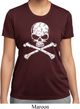 Ladies White Distressed Skull Moisture Wicking Shirt