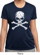 Ladies White Distressed Skull Moisture Wicking Shirt