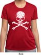 Ladies White Distressed Skull Moisture Wicking Shirt