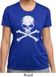 Ladies White Distressed Skull Moisture Wicking Shirt