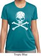 Ladies White Distressed Skull Moisture Wicking Shirt