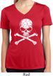 Ladies White Distressed Skull Moisture Wicking V-neck Shirt