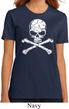 Ladies White Distressed Skull Organic Shirt