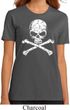 Ladies White Distressed Skull Organic Shirt