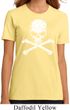 Ladies White Distressed Skull Organic Shirt