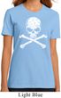 Ladies White Distressed Skull Organic Shirt