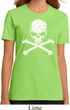 Ladies White Distressed Skull Organic Shirt