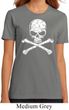 Ladies White Distressed Skull Organic Shirt