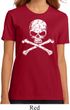 Ladies White Distressed Skull Organic Shirt