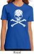 Ladies White Distressed Skull Organic Shirt
