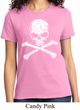 Ladies White Distressed Skull Shirt