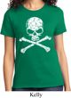 Ladies White Distressed Skull Shirt