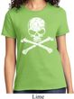 Ladies White Distressed Skull Shirt