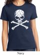 Ladies White Distressed Skull Shirt
