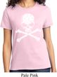 Ladies White Distressed Skull Shirt