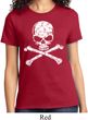 Ladies White Distressed Skull Shirt