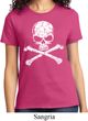 Ladies White Distressed Skull Shirt