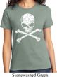 Ladies White Distressed Skull Shirt