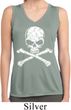 Ladies White Distressed Skull Sleeveless Moisture Wicking Shirt