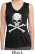 Ladies White Distressed Skull Sleeveless Moisture Wicking Shirt