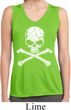 Ladies White Distressed Skull Sleeveless Moisture Wicking Shirt
