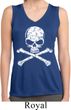Ladies White Distressed Skull Sleeveless Moisture Wicking Shirt