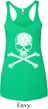 Ladies White Distressed Skull Tri Blend Racerback Tank Top