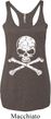 Ladies White Distressed Skull Tri Blend Racerback Tank Top