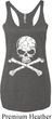 Ladies White Distressed Skull Tri Blend Racerback Tank Top