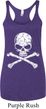 Ladies White Distressed Skull Tri Blend Racerback Tank Top