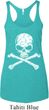 Ladies White Distressed Skull Tri Blend Racerback Tank Top